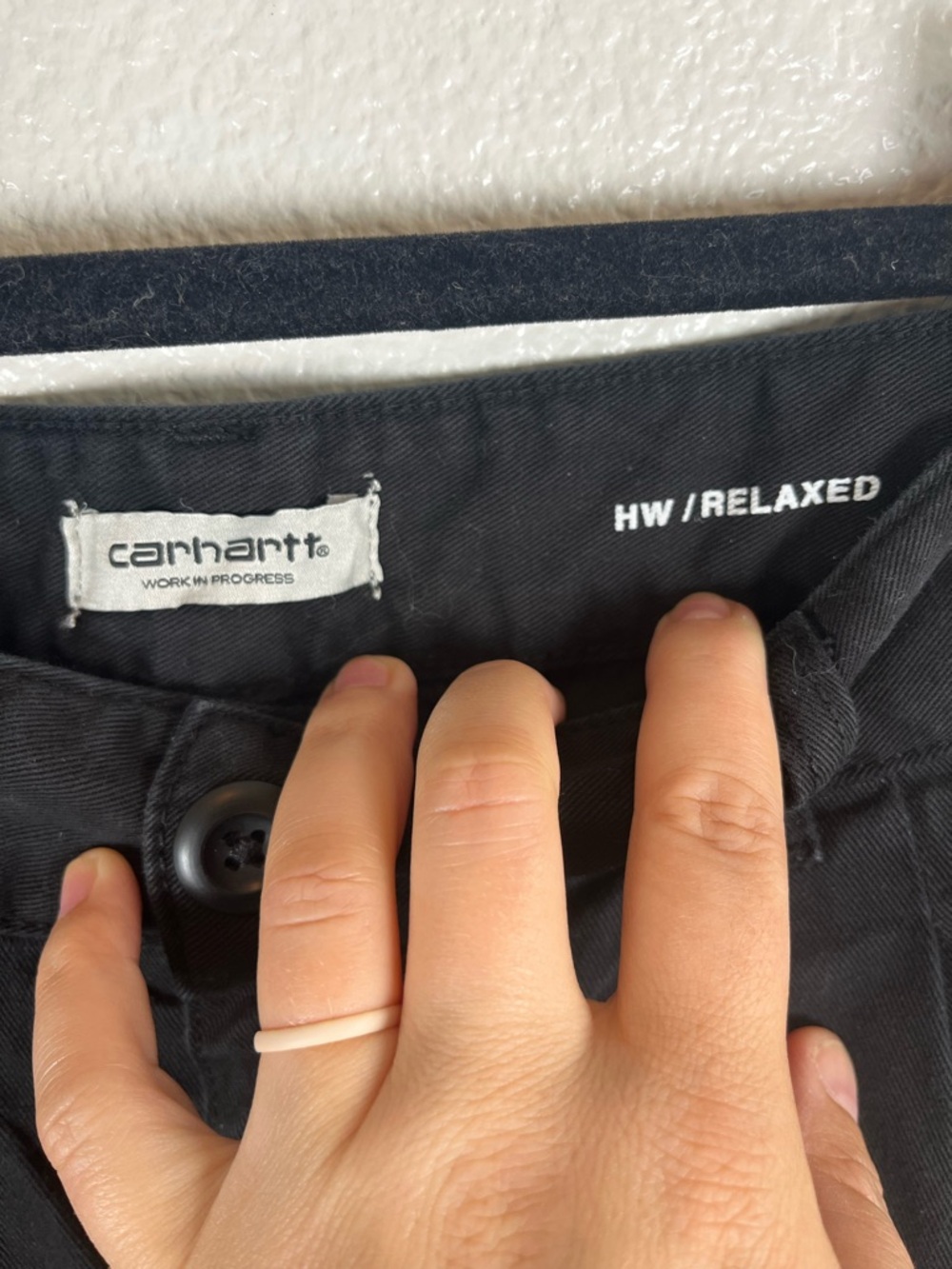 Carhartt WIP Collins Black High-Waist Baggy Cargo Pants Casual Streetwear 27 - Picture 7 of 12